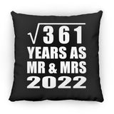 19th Anniversary Square Root of 361 Years As Mr & Mrs 2022 - Throw Pillow Black