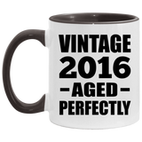 8th Birthday Vintage 2016 Aged Perfectly - 11oz Accent Mug Black