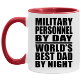Military Personnel By Day World's Best Dad By Night - 11oz Accent Mug Red