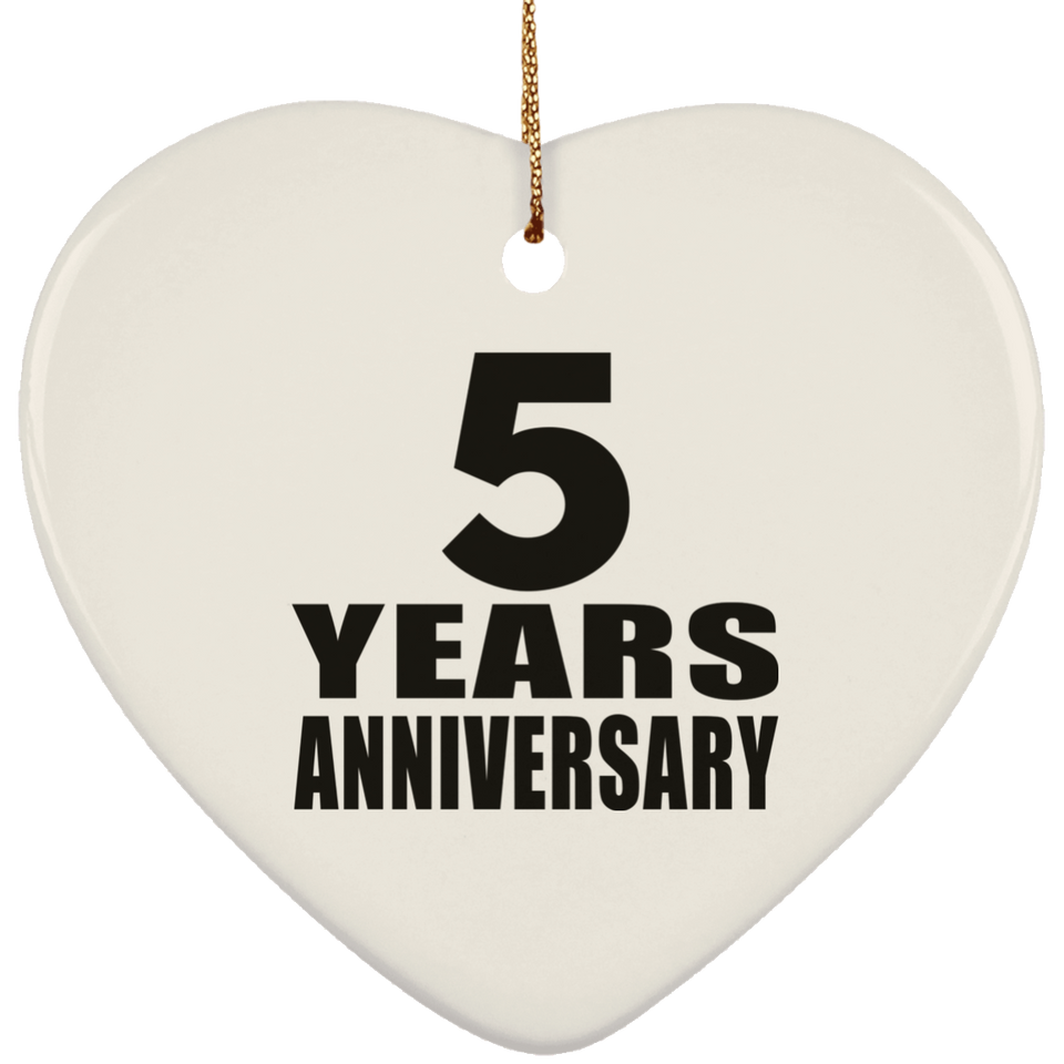 5th Anniversary 5 Years - Heart Ornament