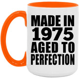 49th Birthday Made In 1975 Aged to Perfection - 15oz Accent Mug Orange