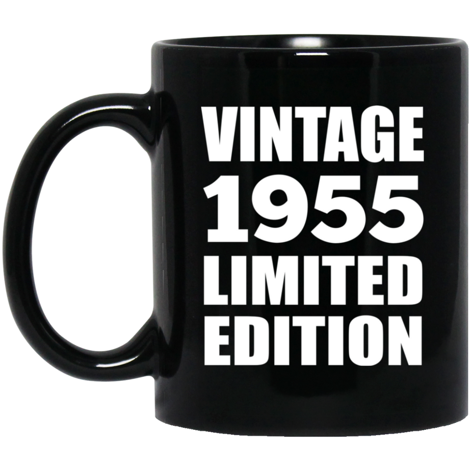69th Birthday Vintage 1955 Limited Edition - 11oz Coffee Mug Black