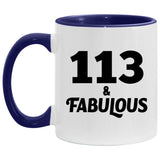 113th Birthday 113 & Fabulous - 11oz Accent Mug Purple