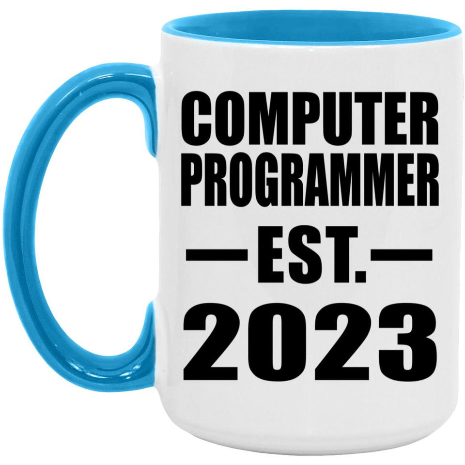 Computer Programmer Established EST. 2023 - 15oz Accent Mug Blue