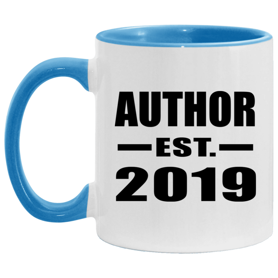 Author Established EST. 2019 - 11oz Accent Mug Blue