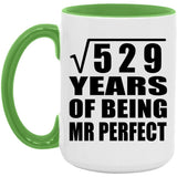 23rd Anniversary Square Root of 529 Years of Mr Perfect - 15oz Accent Mug Green
