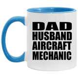 Dad Husband Aircraft Mechanic - 11oz Accent Mug Blue