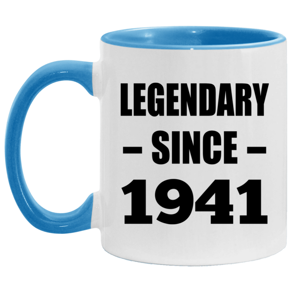83rd Birthday Legendary Since 1941 - 11oz Accent Mug Blue