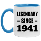 83rd Birthday Legendary Since 1941 - 11oz Accent Mug Blue
