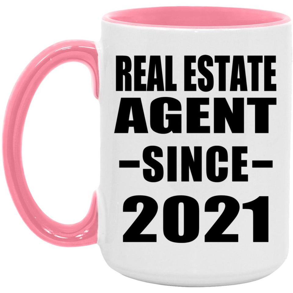 Real Estate Agent Since 2021 - 15oz Accent Mug Pink