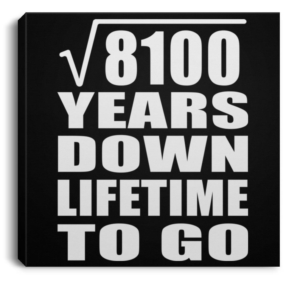 90th Anniversary Square Root of 8100 Years Lifetime To Go - Canvas Square