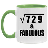 27th Birthday Square Root of 729 & Fabulous - 11oz Accent Mug Green
