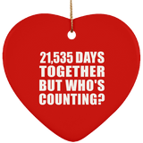 59th Anniversary 21,535 Days Together But Who's Counting - Heart Ornament