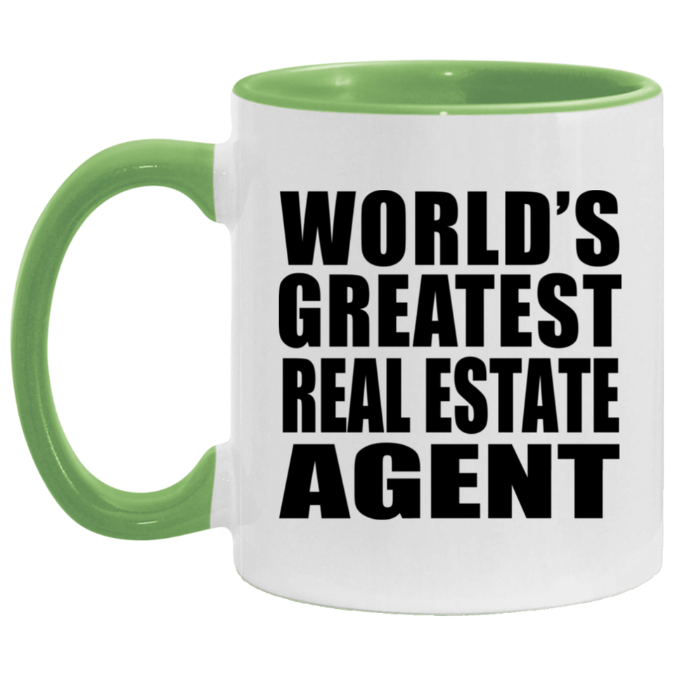 World's Greatest Real Estate Agent - 11oz Accent Mug Green