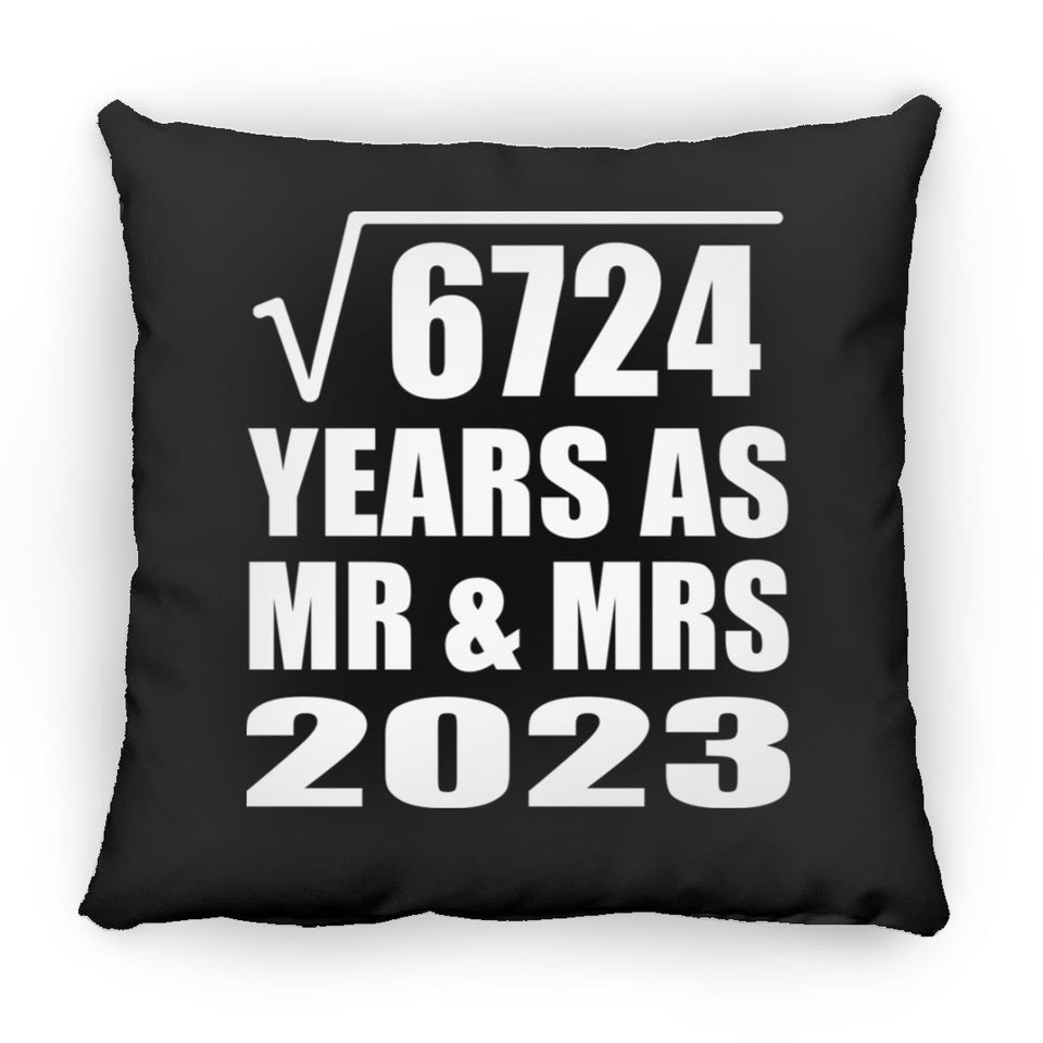 82nd Anniversary Square Root of 6724 Years As Mr & Mrs 2023 - Throw Pillow Black