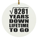 91st Anniversary Square Root of 8281 Years Lifetime To Go - Circle Ornament