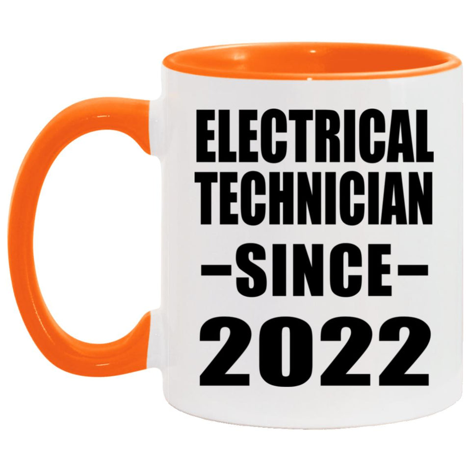 Electrical Technician Since 2022 - 11oz Accent Mug Orange