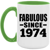 50th Birthday Fabulous Since 1974 - 15oz Accent Mug Green