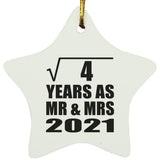 2nd Anniversary Square Root of 4 Years As Mr & Mrs 2021 - Star Ornament