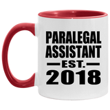 Paralegal Assistant Established EST. 2018 - 11oz Accent Mug Red