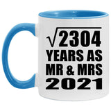 48th Anniversary Square Root of 2304 Years As Mr & Mrs 2021 - 11oz Accent Mug Blue