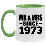 51st Anniversary Mr & Mrs Since 1973 - 11oz Accent Mug Green