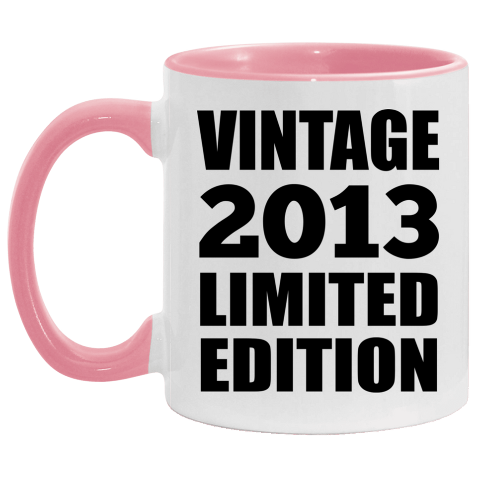 11th Birthday Vintage 2013 Limited Edition - 11oz Accent Mug Pink