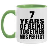 7th Anniversary 7 Years Of Being Mrs Perfect - 11oz Accent Mug Green