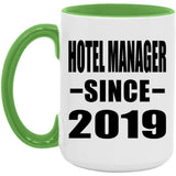 Hotel Manager Since 2019 - 15oz Accent Mug Green