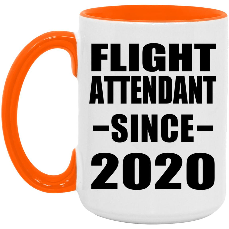 Flight Attendant Since 2020 - 15oz Accent Mug Orange