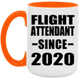Flight Attendant Since 2020 - 15oz Accent Mug Orange