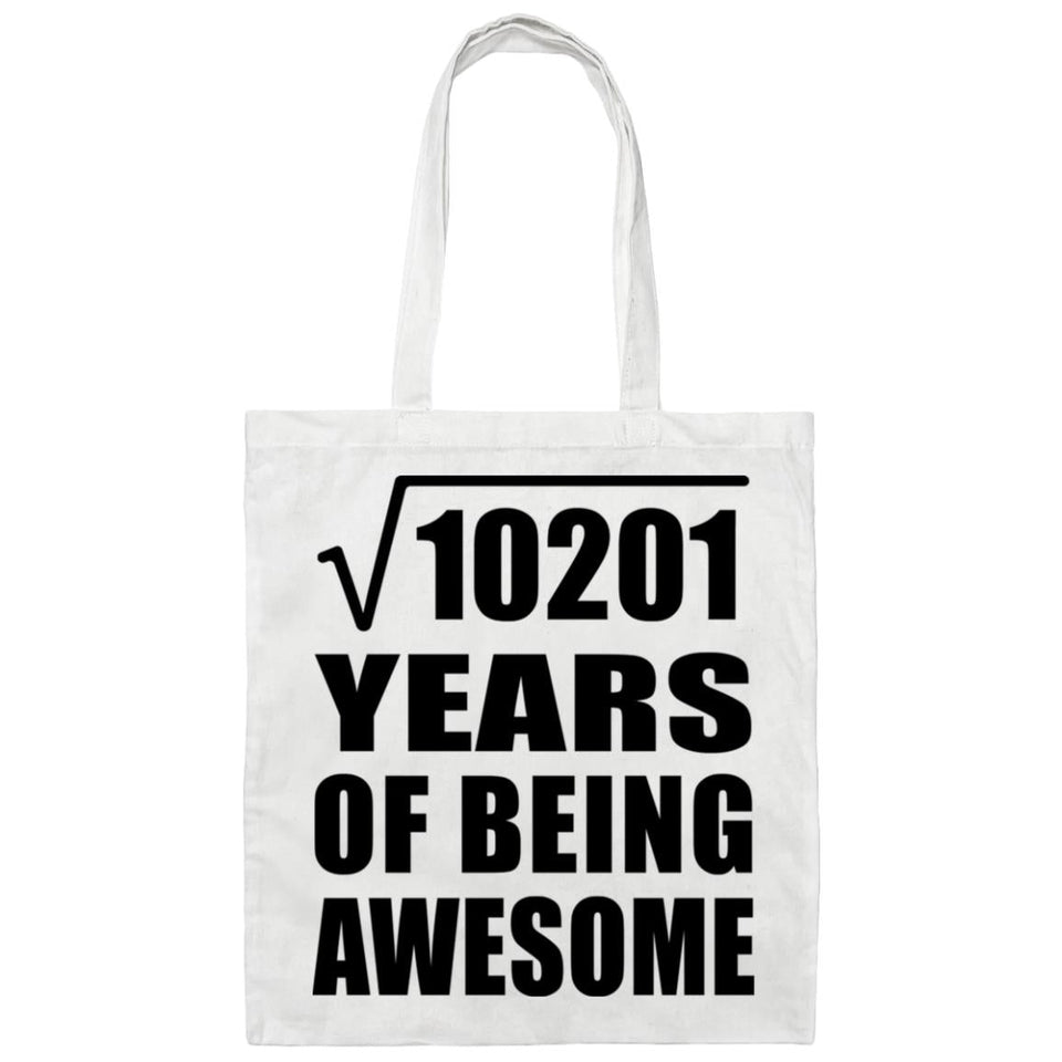 101st Birthday Square Root of 10201 Years of Being Awesome - Tote Bag White
