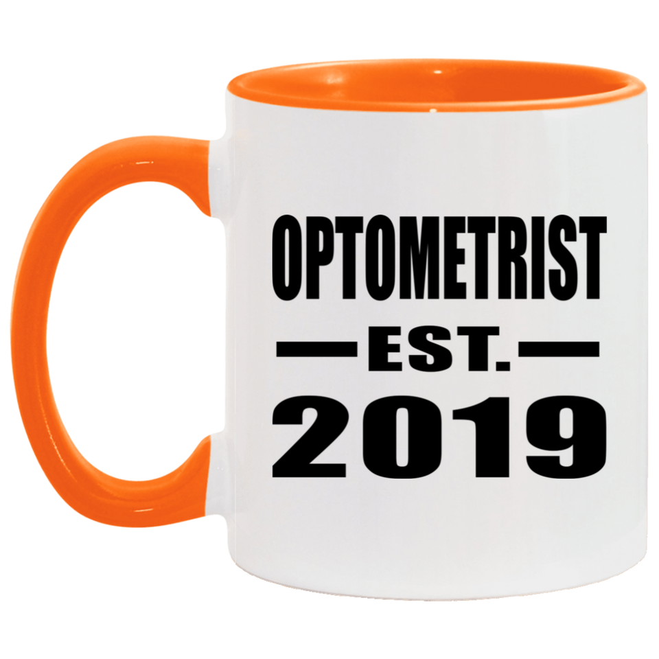 Optometrist Established EST. 2019 - 11oz Accent Mug Orange
