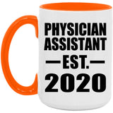 Physician Assistant Established EST. 2020 - 15oz Accent Mug Orange