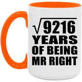 96th Anniversary Square Root of 9216 Years of Being Mr Right - 15oz Accent Mug Orange
