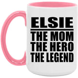 Elsie The Mom The Hero The Legend - 15oz Accent Mug Pink