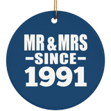 33rd Anniversary Mr & Mrs Since 1991 - Circle Ornament
