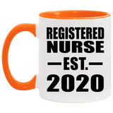 Registered Nurse Established EST. 2020 - 11oz Accent Mug Orange