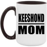 Keeshond Mom - 15oz Accent Mug Black