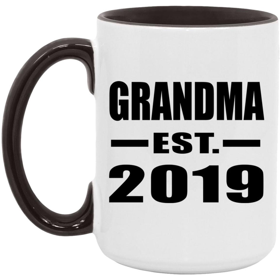Grandma Established EST. 2019 - 15oz Accent Mug Black