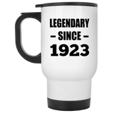 101st Birthday Legendary Since 1923 - White Travel Mug