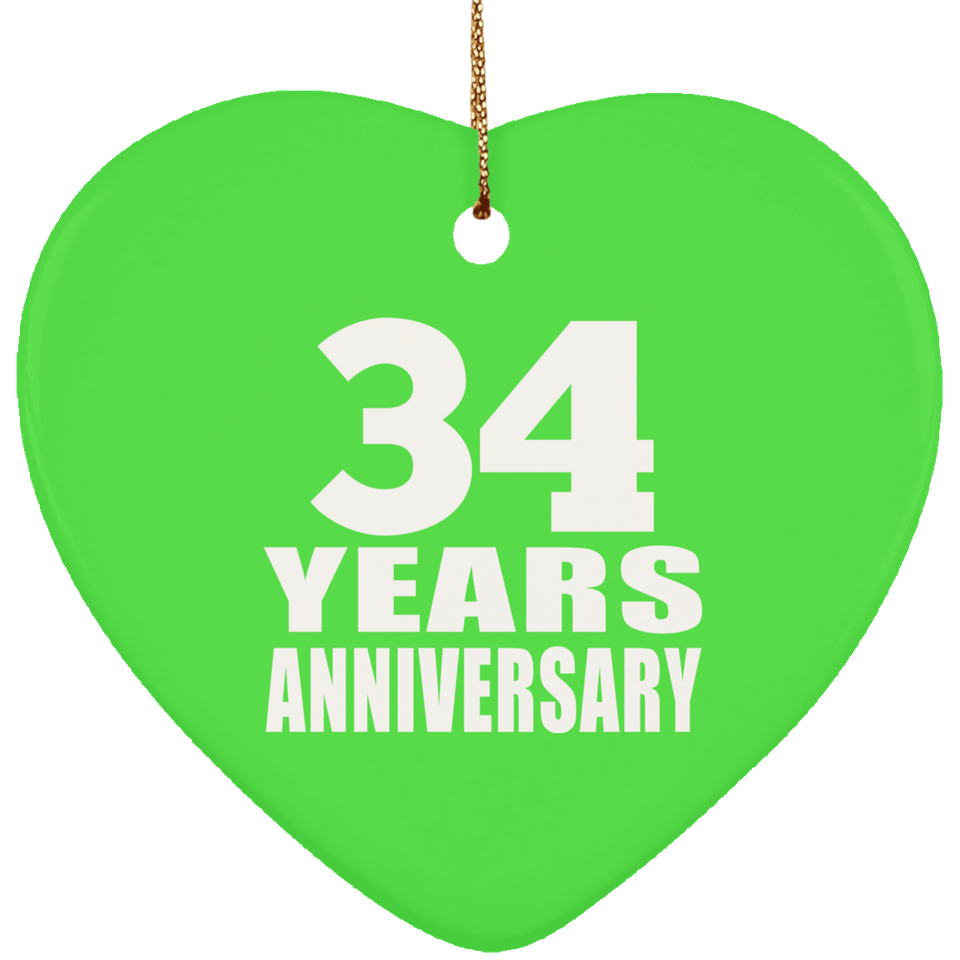 34th Anniversary 34 Years - Heart Ornament