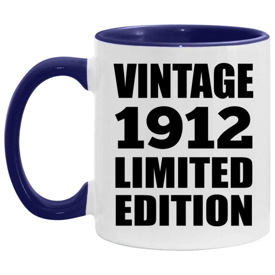 112th Birthday Vintage 1912 Limited Edition - 11oz Accent Mug Purple