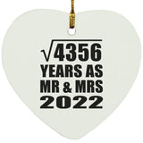 66th Anniversary Square Root of 4356 Years As Mr & Mrs 2022 - Heart Ornament