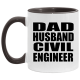 Dad Husband Civil Engineer - 11oz Accent Mug Black