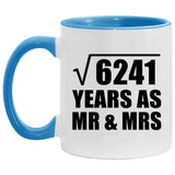 79th Anniversary Square Root of 6241 Years As Mr & Mrs - 11oz Accent Mug Blue