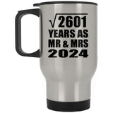 51st Anniversary Square Root of 2601 Years As Mr & Mrs 2024 - Silver Travel Mug