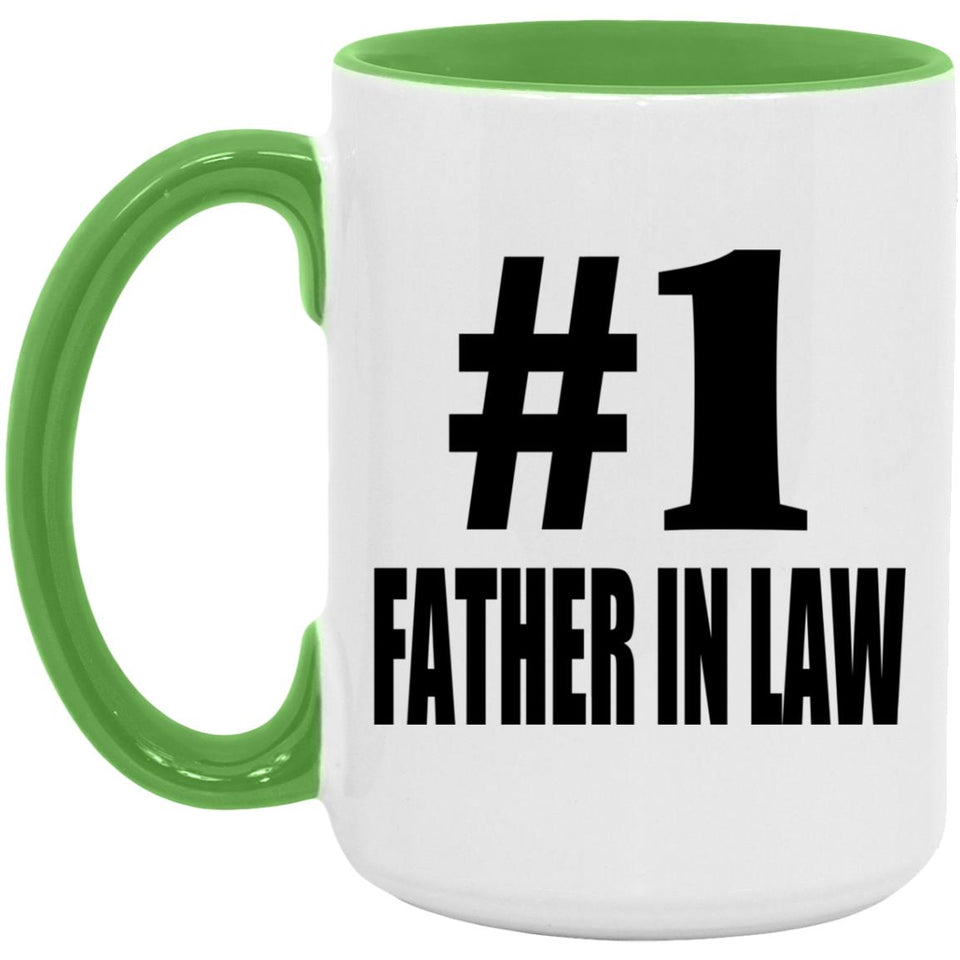 Number One #1 Father In Law - 15oz Accent Mug Green