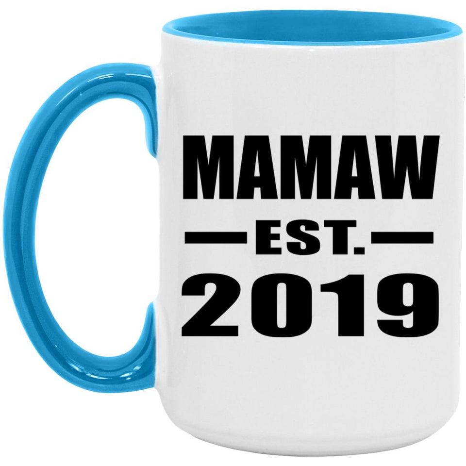 Mamaw Established EST. 2019 - 15oz Accent Mug Blue