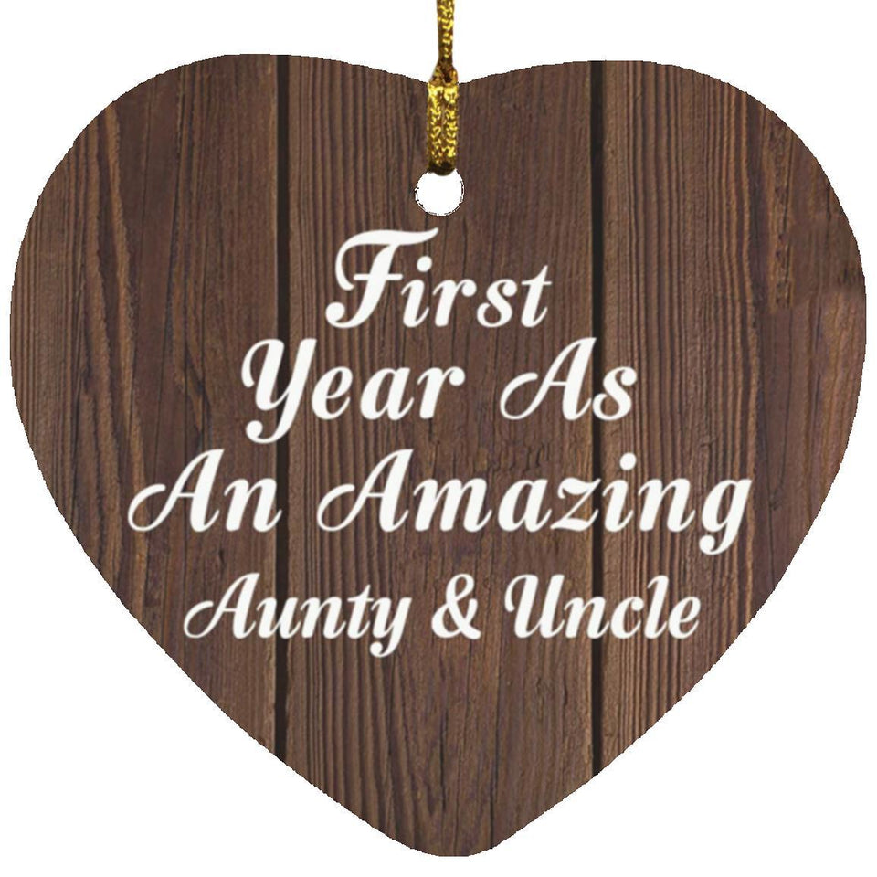 First Year As An Amazing Aunty & Uncle - Heart Ornament D
